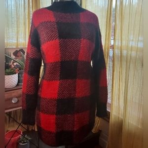 Black & Red Holiday Plaid Mockneck Sweater Dress by SO GOODS FOR LIFE